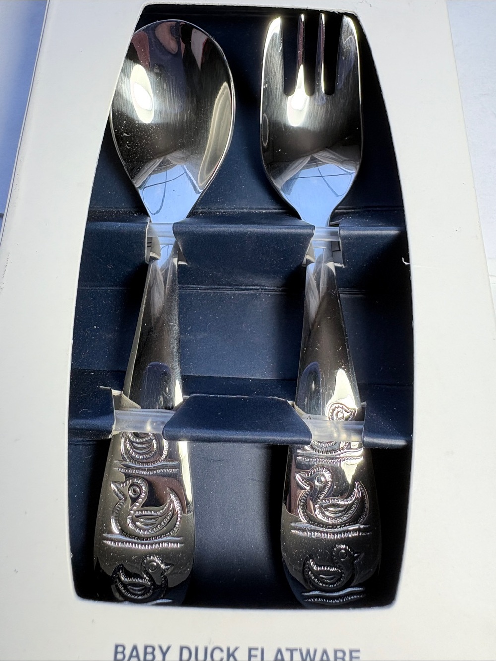 DANSK Silver Baby Duck 2-Piece Flatware Set - Baby Gift